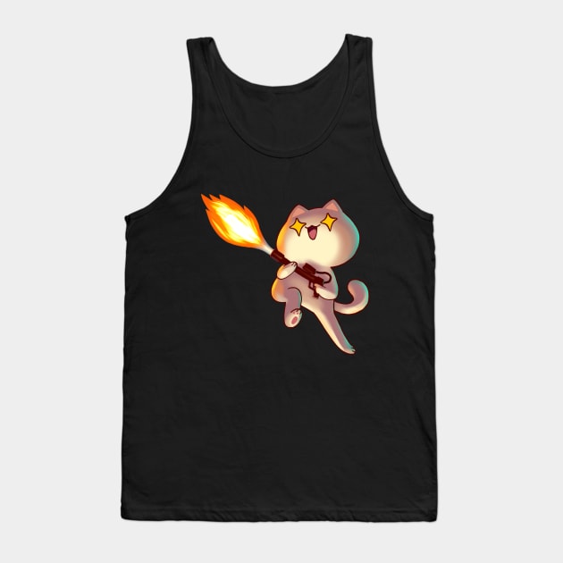 Flamethrower Cat Tank Top by vooolatility